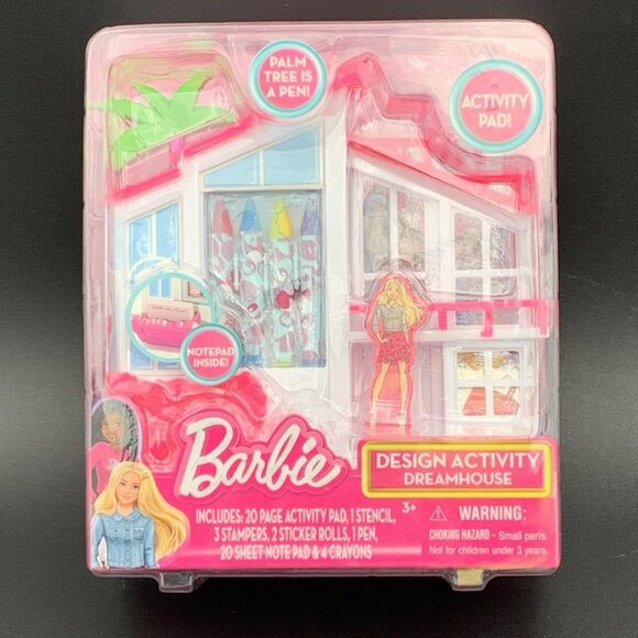 Barbie Design Activity Dreamhouse Playset With Stamps Pad Crayons Stickers Pen - Picture 1 of 6